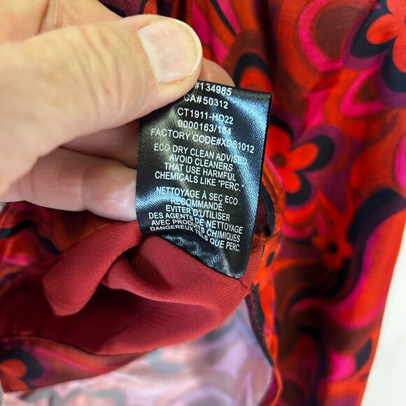 For Love & Lemons NWT Davina Pink Red Floral Plunge Tie Front LS Top Size XS - Picture 12 of 15